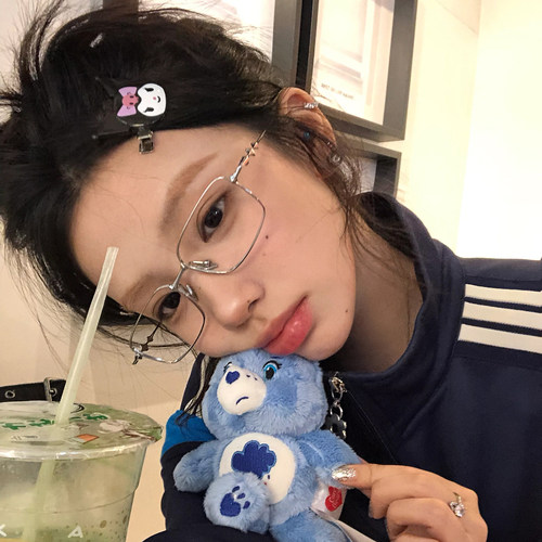 日系银框方形防蓝光镜女时尚显脸小素颜神器学生清纯超轻近视镜框