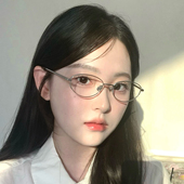 韩系学生素颜银丝眼镜女清冷感方圆脸显瘦简约可配度数近视眼镜潮