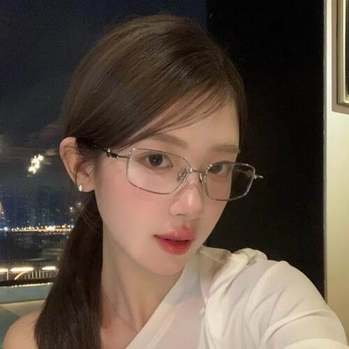 韩系银丝清冷素颜眼镜学生方圆脸女高智感超轻防蓝光镜可配度数潮