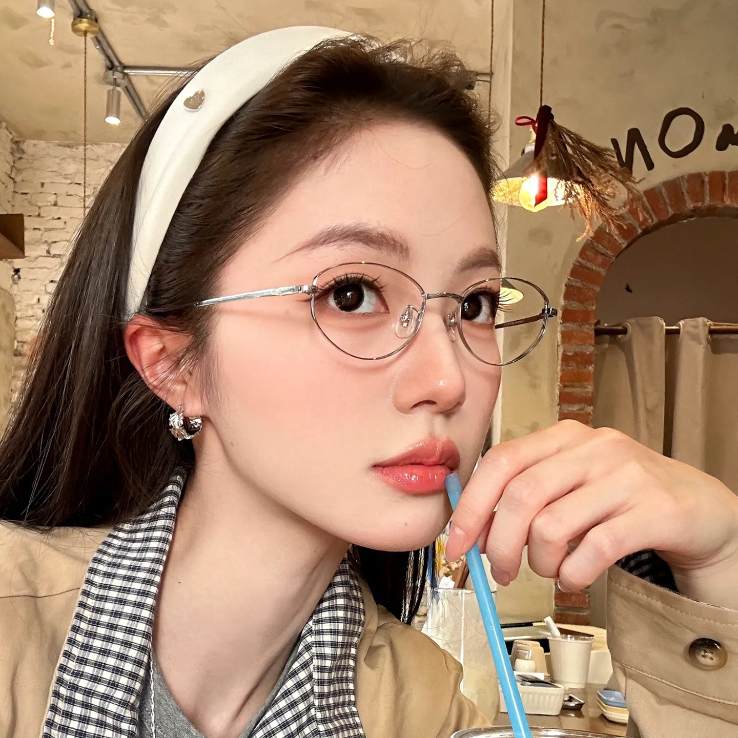 气质超轻金属细框防蓝光镜女小脸文艺复古眼镜素颜高级感可配度数