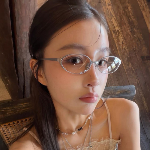 复古老钱风椭圆银框眼镜女潮显脸小韩系素颜神器防蓝光镜可配度数