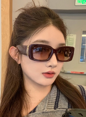 复古方形深红色大框墨镜女潮凹造型方圆脸显瘦宽腿气质遮阳太阳镜