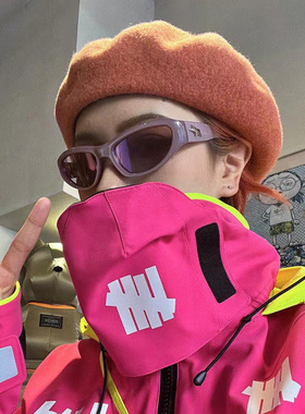 2023新款美式机能风防紫外线Y2K紫色太阳镜女潮人街拍凹造型墨镜