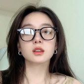 小红书同款 黑框圆形眼镜女素颜平光镜显脸小学生近视镜防蓝光辐射