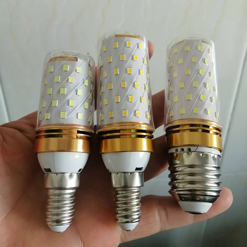 螺纹灯泡e27家用照明灯超亮节能灯三色变光玉米灯led灯泡螺口电灯