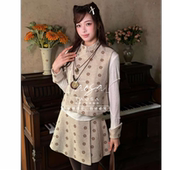 三件套蒙元 印花马蹄袖 女装 马甲短裙套装 素波点复古秋冬 打底衫