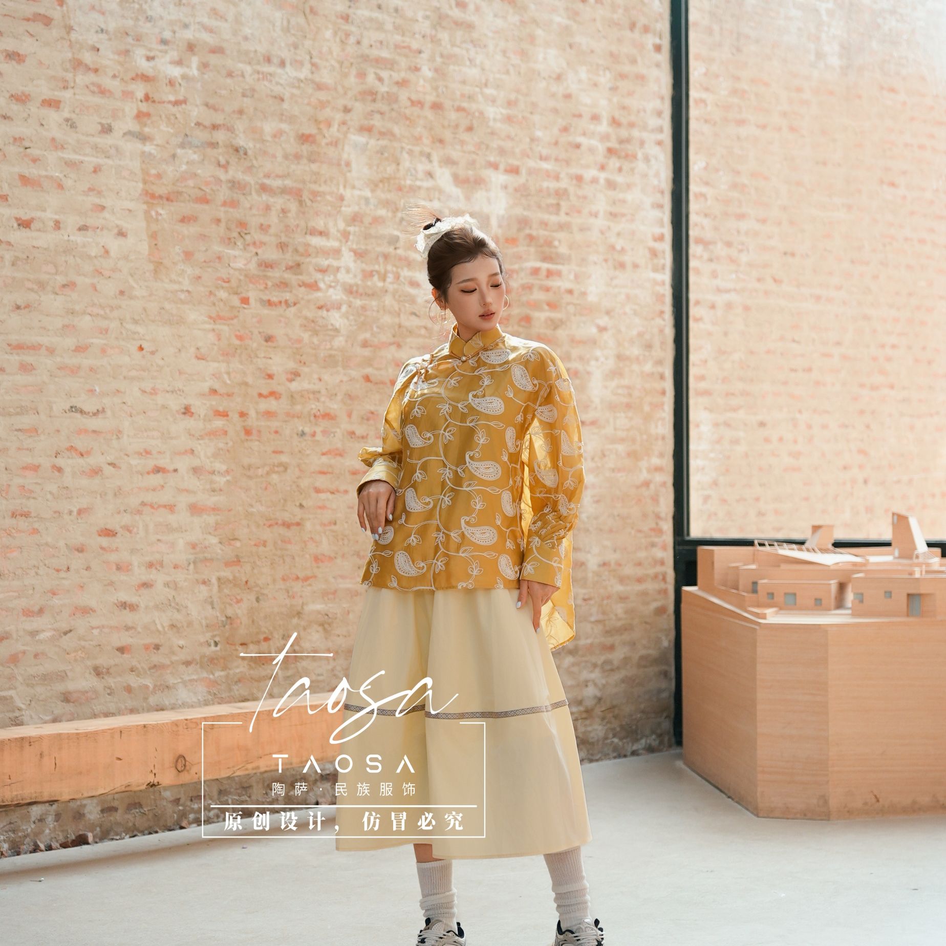 春秋腰果花衬衫民族风蒙古族马蹄袖宽松bf