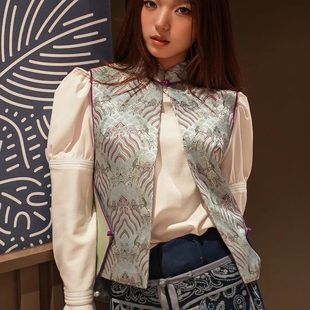 现货陶萨女装中国民族风春装盘扣蒙古族上衣马甲坎肩百搭马甲