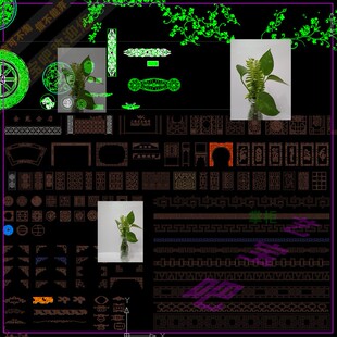 z中式镂空雕花雕刻花窗挂落窗格线条推拉门隔断屏风花纹图案CAD图