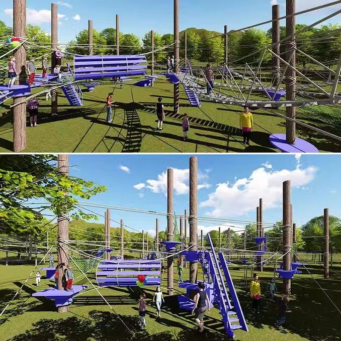 现代儿童公园儿童乐园户外拓展训练活动区攀爬景观设施草图su模型