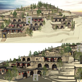 陕北西北黄土高原美丽乡村新农村旅游景区窑洞村庄草图大师SU模型