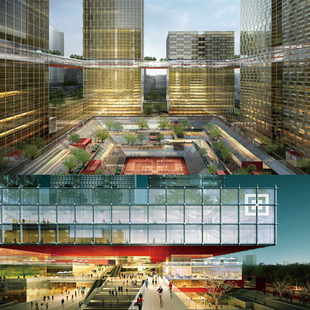 现代城市商业综合体办公楼写字楼商城商场购物中心SU模型sketchup