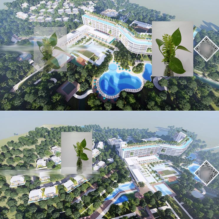 现代曲线滨海山地度假村酒店海景别墅建筑规划泳池草图大师SU模型