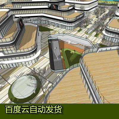 SU模型创业园科技园城市商业综合体办公楼写字楼退台建筑SKP模型