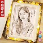 彩雕木刻画定做制照片diy木板画微雕刻相片微雕创意女友生日礼物
