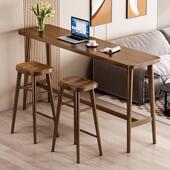 北欧实木吧台家用客厅餐桌隔断桌简约阳台靠墙长条桌高脚桌椅民宿