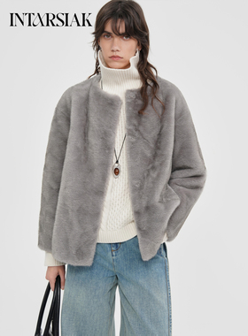 【INTARSIAK针织设计师品牌】烬绒 休闲环保仿水貂毛外套冬季百搭