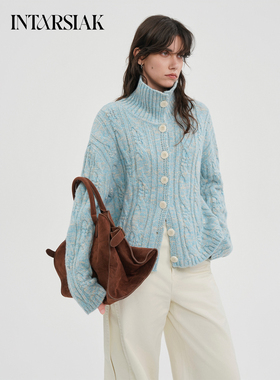 【INTARSIAK针织设计师品牌】廊絮 立体花纱绞花开衫针织外套女