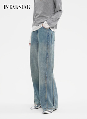【INTARSIAK针织设计师品牌】露絮 百搭阔腿牛仔裤三色廓形直筒裤