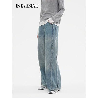 【INTARSIAK针织设计师品牌】露絮 百搭阔腿牛仔裤三色廓形直筒裤