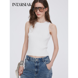 圆领挖肩坑条背心修身 云栖 外穿女 INTARSIAK针织设计师品牌