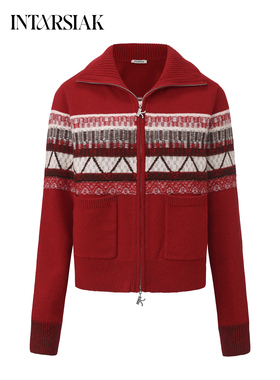 【INTARSIAK针织设计师品牌】绮章 费尔岛老钱风羊驼拉链外套