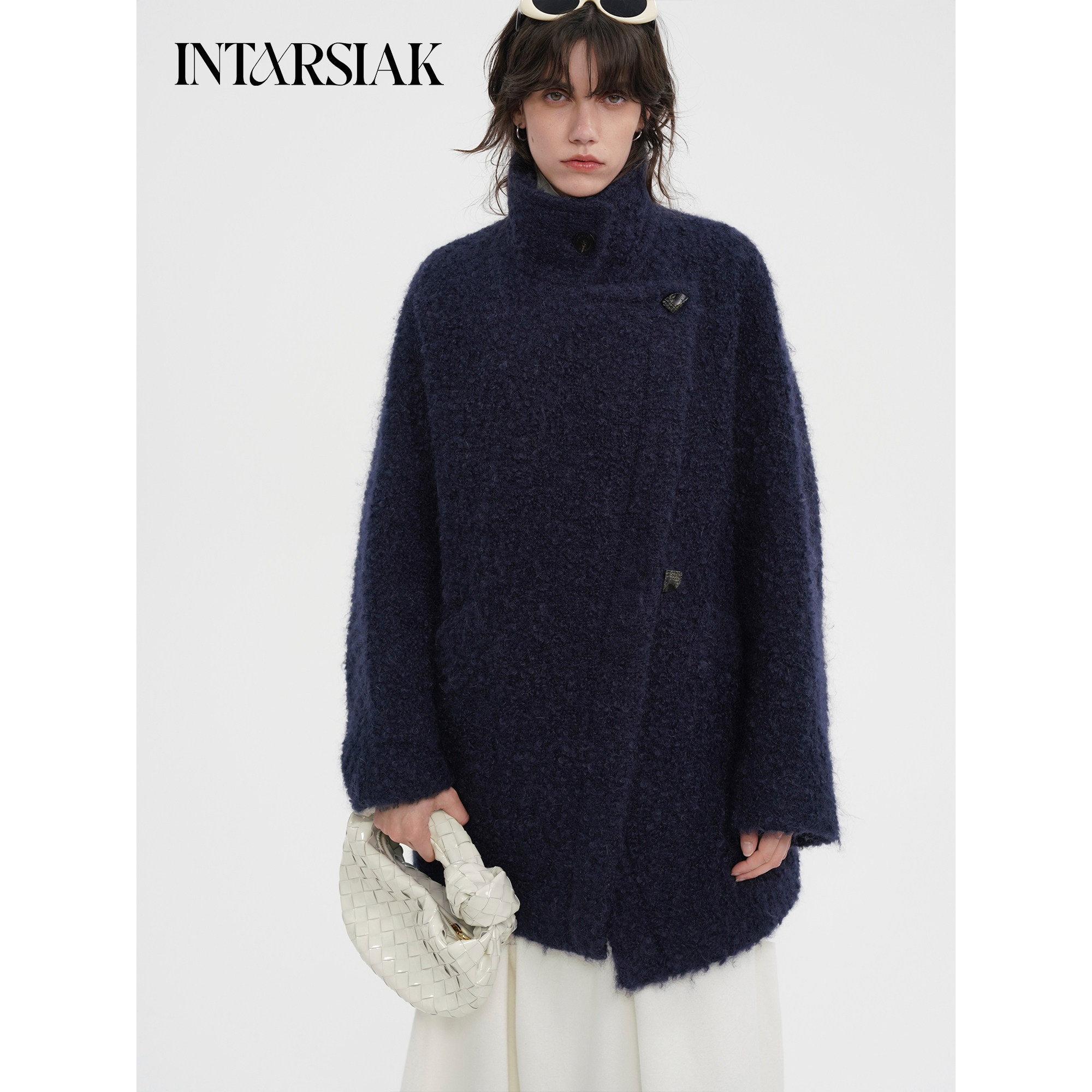 【INTARSIAK针织设计师品牌】绒讼 圈圈羊毛马海毛大衣毛呢外套
