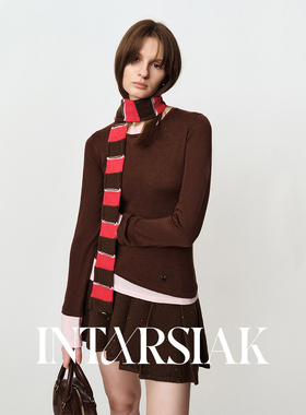 【博主同款】INTARSIAK方格肌理彩条拼色撞色条纹细围巾