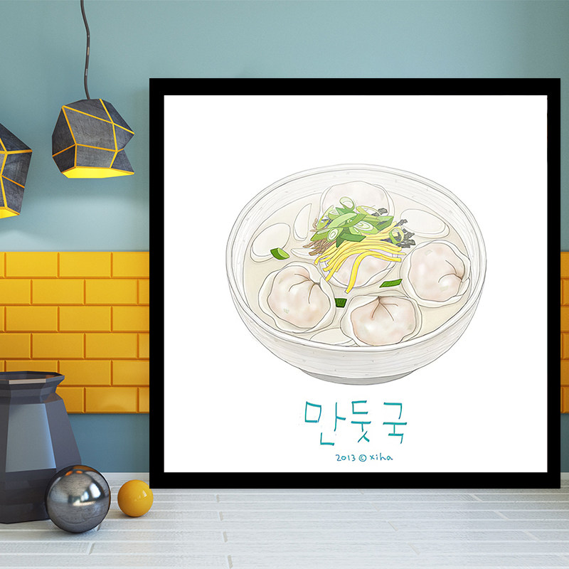韩国料理菜品广告海报挂画真露自粘墙贴画装饰画韩式烤肉店火锅店