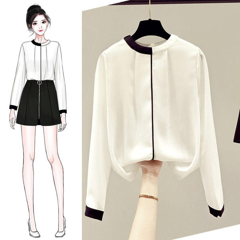 秋冬装2020年新款女士雪纺衬衫女装白上衣长袖小衫打底衫内搭百搭