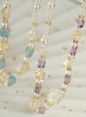 止秋阁水晶海蓝宝女性国风项链