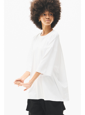 see sea o | 白色纯棉轻薄亲肤中袖宽松慵懒松弛感百搭轻中袖T恤