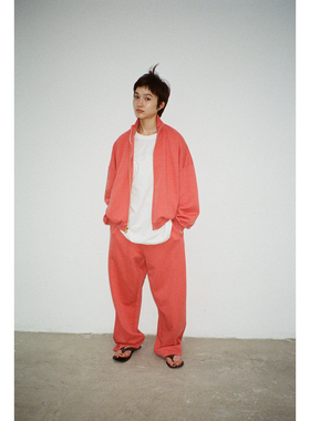 seeseao 纯棉拉链卫衣两件套装秋季外套红色运动套装开衫质感显瘦