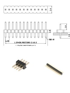 50P铜针镀金塑高1.8mm 1.27间距单排直针1