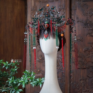 虫子家 暗黑系国风傩戏大祭司凤冠怪诞美学身体装置小众新娘3206