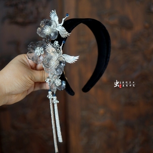 虫子家 时尚新中式发箍 国风墨色头箍 旗袍晚宴穿搭 生日礼物3038