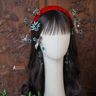 虫子家 短发新娘发箍头饰 复古新中式古装撞色发饰设计师款3260