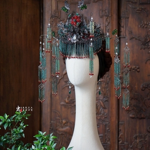 虫子家 暗黑系国风傩戏大祭司凤冠怪诞美学身体装置小众新娘3210