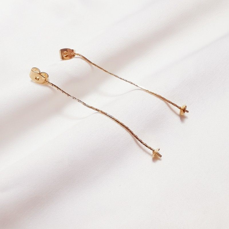 铜镀真金流苏珍珠托耳塞吊坠