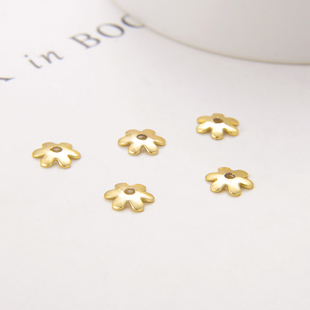 DIY饰品配件14K金包厚金迷你光面小花托花帽隔片手链串珠材料10个