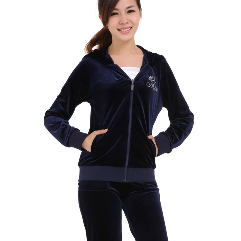金丝绒运动服套装女运动休闲服装
