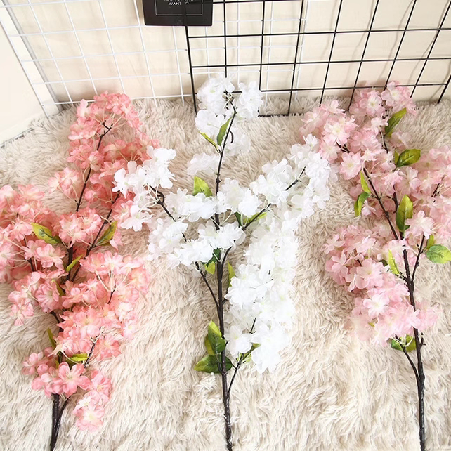 仿真花樱花枝桃花枝梨花枝室内装饰花婚庆花材吊顶装饰花拍摄道具