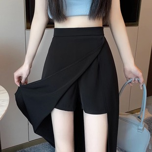 高级感高腰不规则裙裤 开叉半身裙inse 女夏季 防走光百搭显瘦中长款