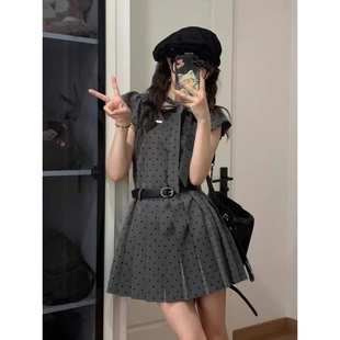 连衣裙女收腰显瘦短裙子 2025夏季 新款 法式 气质名媛高级感波点无袖