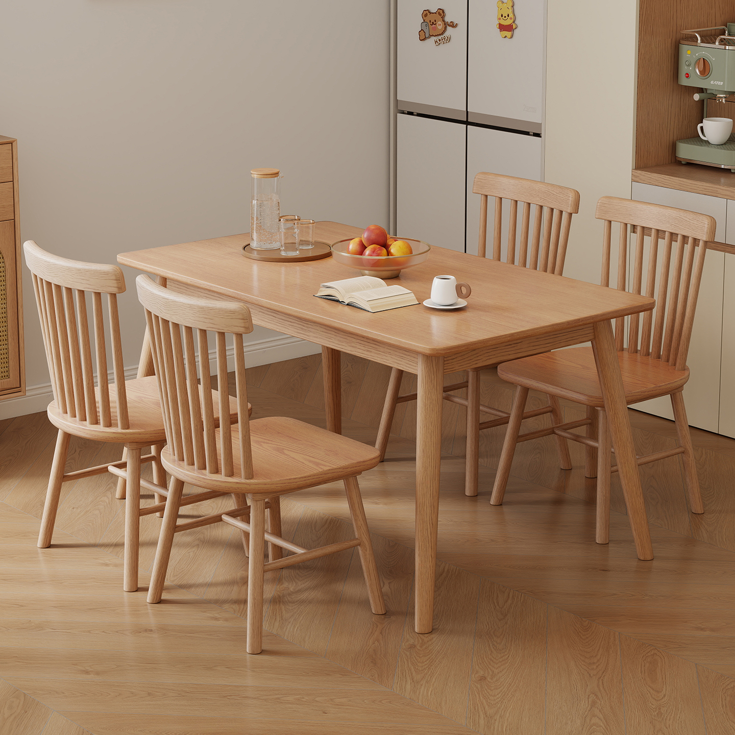 四喜同款实木餐桌餐桌椅组合家用