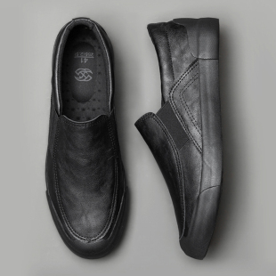 子潮鞋 男鞋 懒人皮鞋 一脚蹬休闲鞋 透气 2026春季 男潮流百搭板鞋 新款