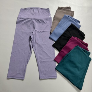 春夏秋女紧身微压缩高腰轻磨后腰袋速干七分加长五分裤 瑜伽骑行裤