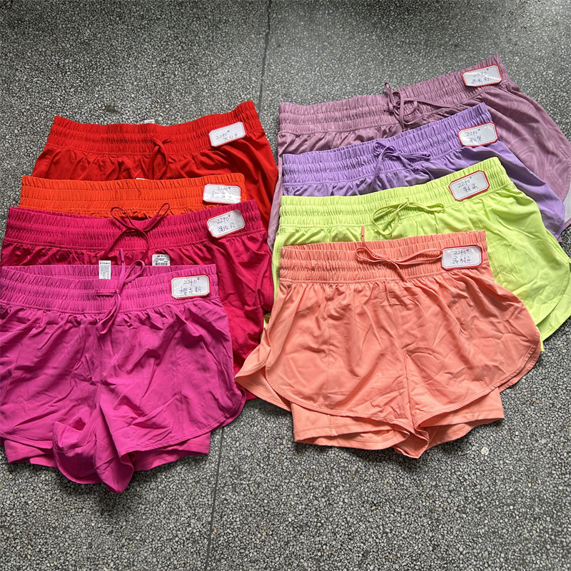 直播间瑕疵特价双层运动短裤 带抽绳带口袋防走光健身训练裤