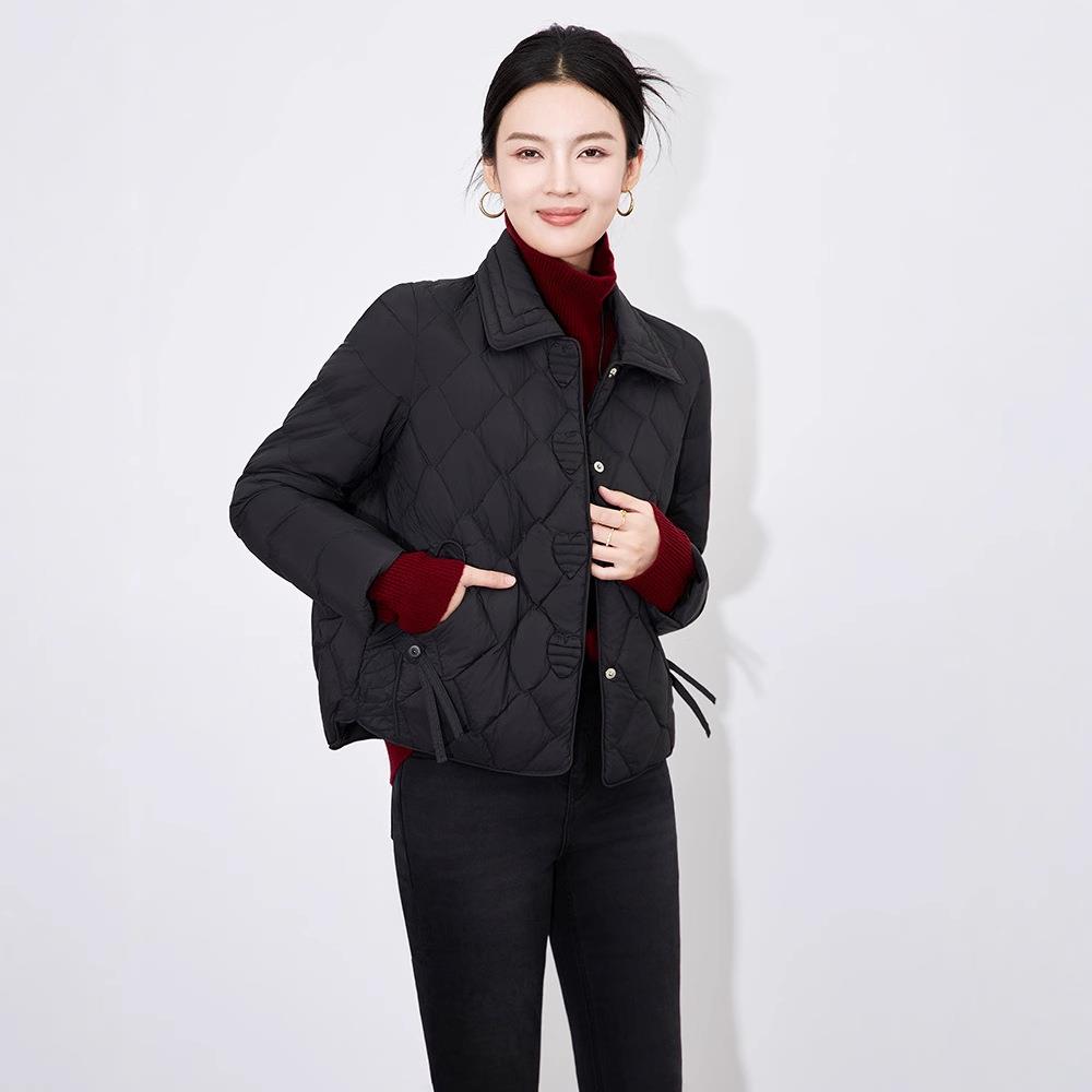 巨好看的冬装外套厚鸭绒小香风轻薄羽绒服女冬季款保暖时尚优雅长