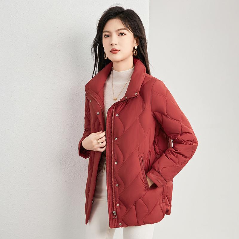 巨好看的冬装外套厚新品%白鸭绒羽绒服中长款女装显瘦百搭保暖冬